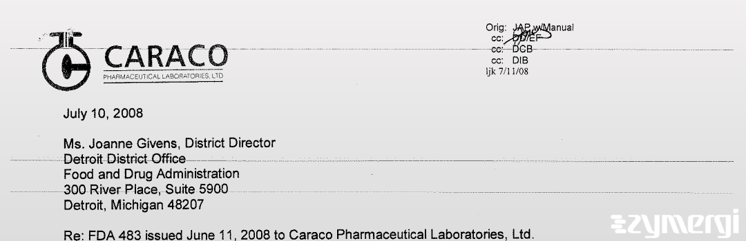FDANews 483R Caraco Pharmaceutical Laboratories, LTD. Jun 11 2008 top