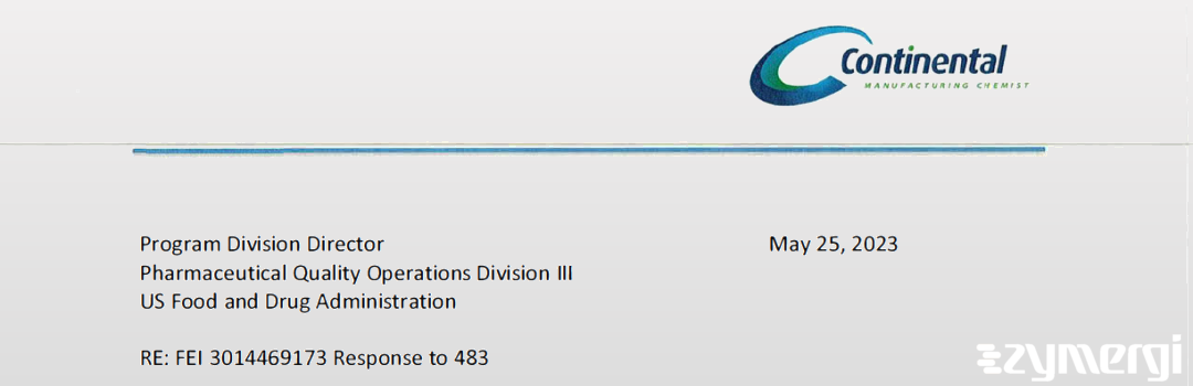 FDANews 483R Continental Manufacturing Chemist May 10 2023 top
