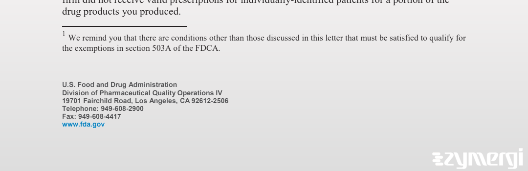 Zachary L. Stamm FDA Investigator Zachary A. Bogorad FDA Investigator Zachery L. Miller FDA Investigator 