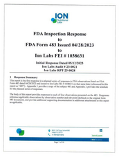 FDAzilla 483 Response Ion Labs, Largo | April 2023