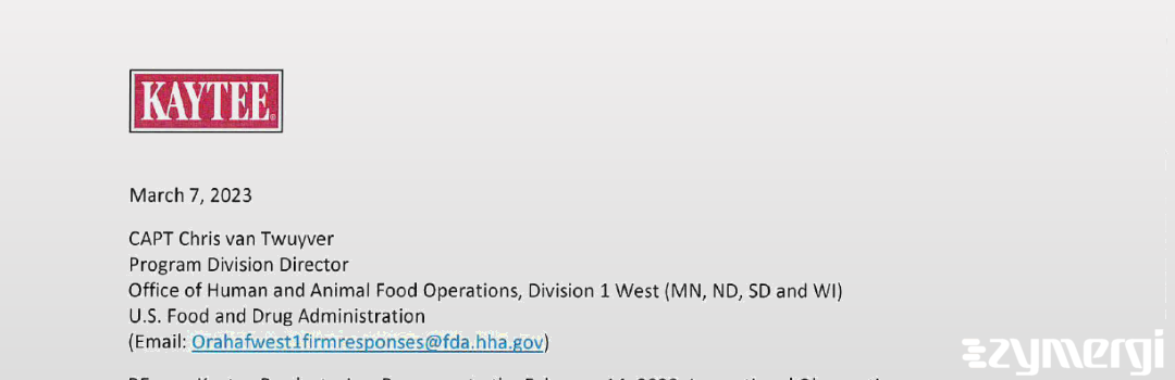 FDANews 483R Kaytee Products, Inc. Feb 14 2023 top