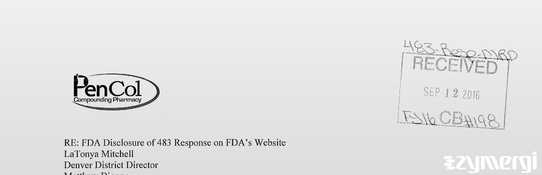 FDANews 483R Maplerose Enterprises, LLC, dba Pencol Pharmacy Aug 22 2016 top