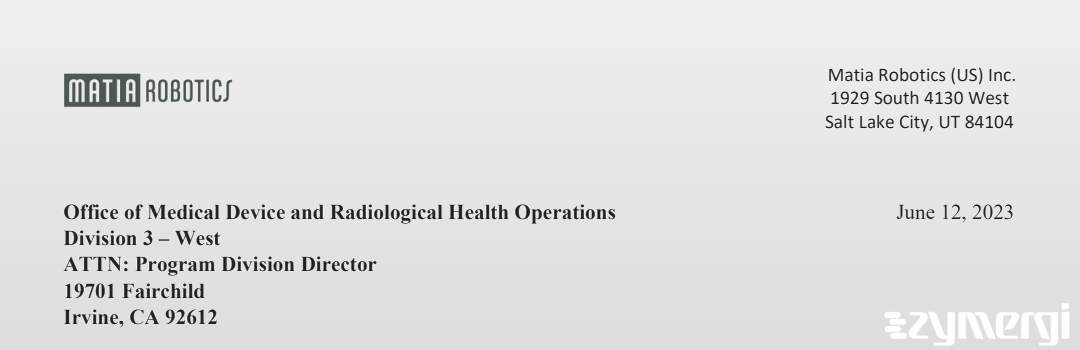 FDANews 483R Matia Robotics US, Inc. May 24 2023 top