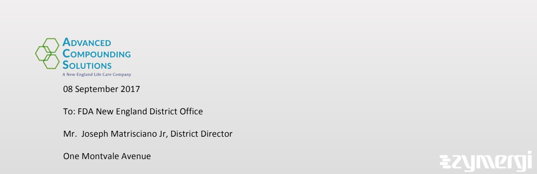 FDANews 483R New England Life Care,Inc., dba Advanced Compounding Solutions Aug 22 2017 top