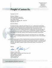 483 Response People's Custom Rx and Clinical Care | Jul 2015