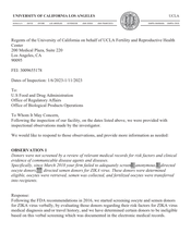 FDAzilla 483 Response Regents of the University of California  | 2023