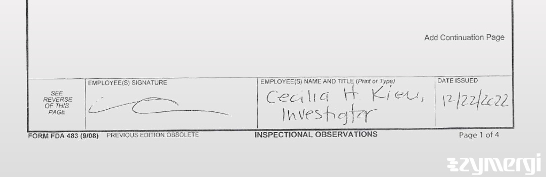 Cecilia H. Kieu FDA Investigator