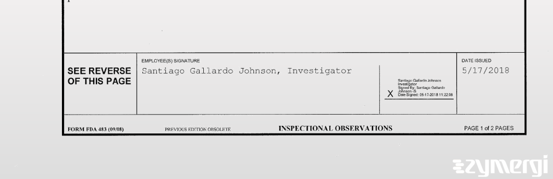 Santiago Gallardo Johnson FDA Investigator Gallardo Johnson, Santiago FDA Investigator 