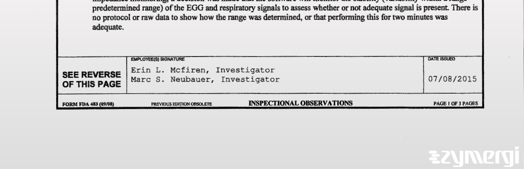 Marc S. Neubauer FDA Investigator Erin L. McFiren FDA Investigator