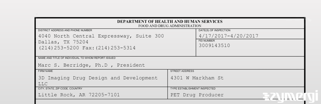 FDANews 483 3D Imaging Drug Design and Development LLC Apr 20 2017 top