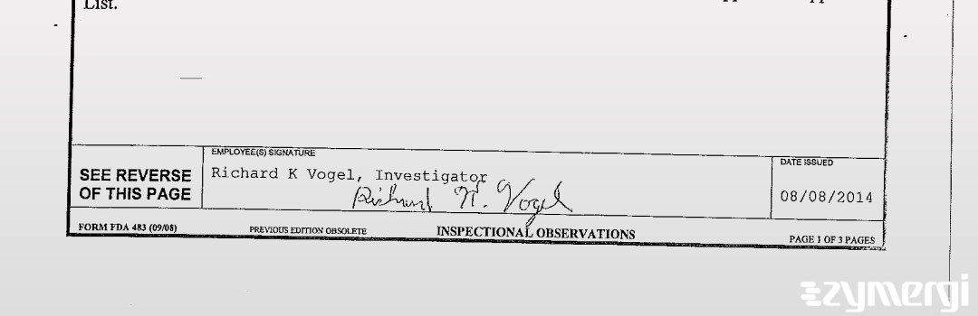 Richard K. Vogel FDA Investigator