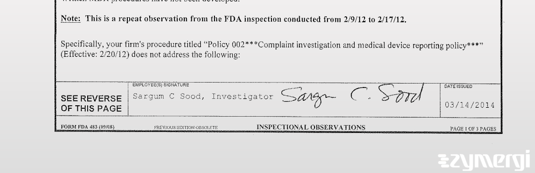 Sargum C. Sood FDA Investigator