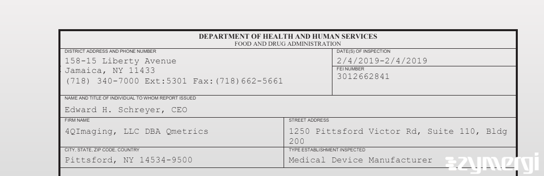 FDANews 483 4QImaging, LLC DBA Qmetrics Feb 4 2019 top