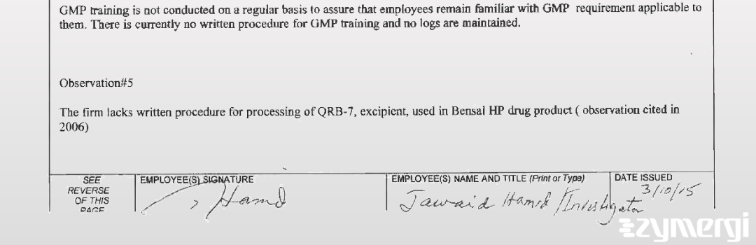 Jawaid Hamid FDA Investigator