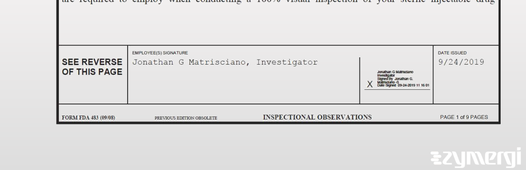 Jonathan G. Matrisciano FDA Investigator 