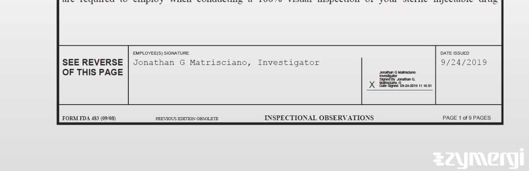 Jonathan G. Matrisciano FDA Investigator