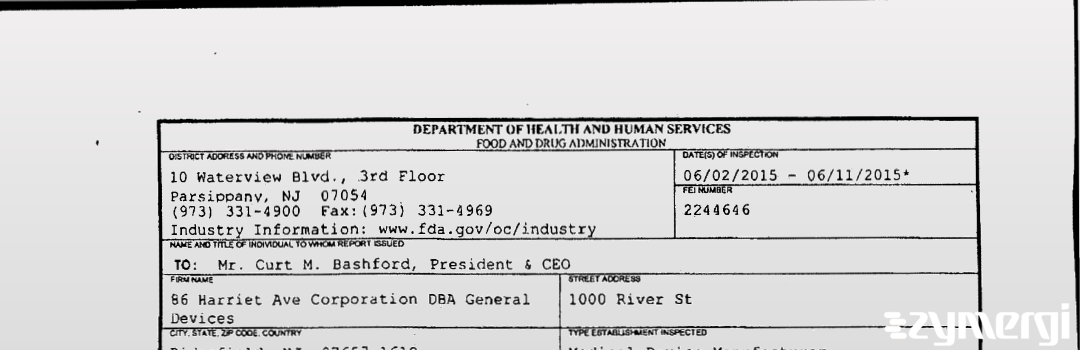 FDANews 483 86 Harriet Ave Corporation DBA General Devices Jun 11 2015 top