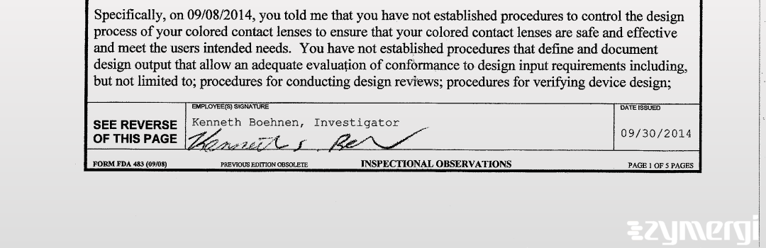 Kenneth Boehnen FDA Investigator 