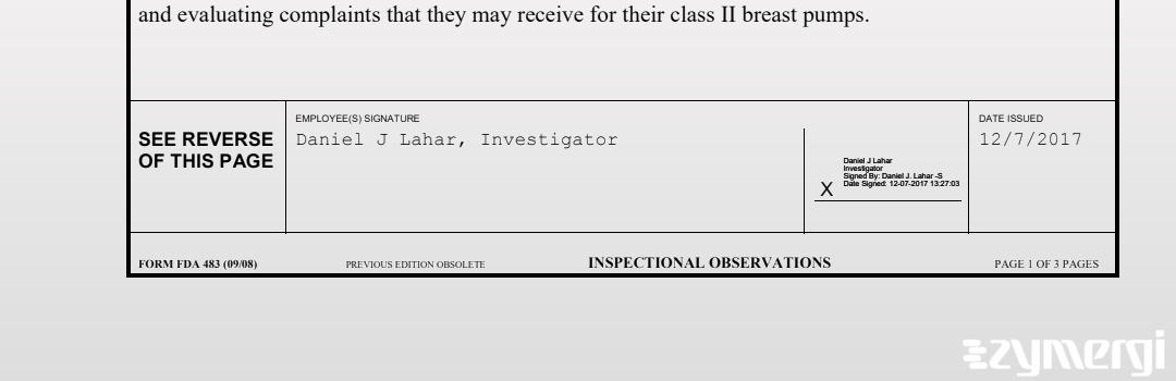 Daniel J. Lahar FDA Investigator 