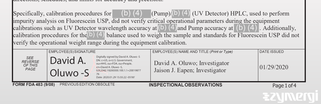 David A. Oluwo FDA Investigator Jaison J. Eapen FDA Investigator 