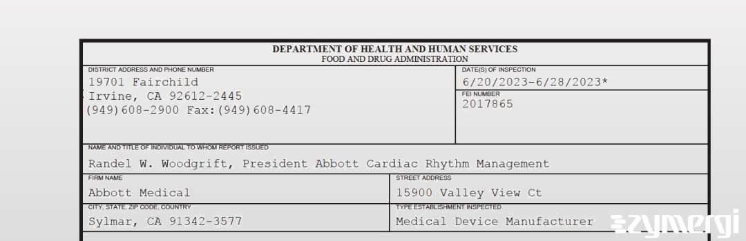 FDANews 483 Abbott Medical Jun 28 2023 top