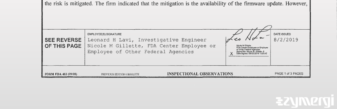 Leonard H. Lavi FDA Investigator Nicole M. Gillette FDA Investigator 