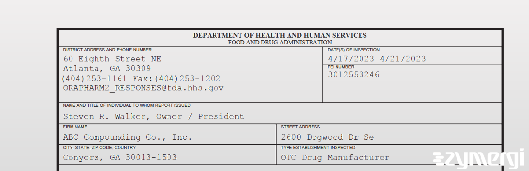 FDANews 483 ABC Compounding Co., Inc. Apr 21 2023 top