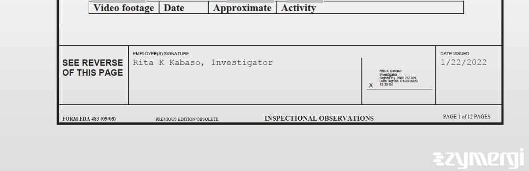 Rita K. Kabaso FDA Investigator
