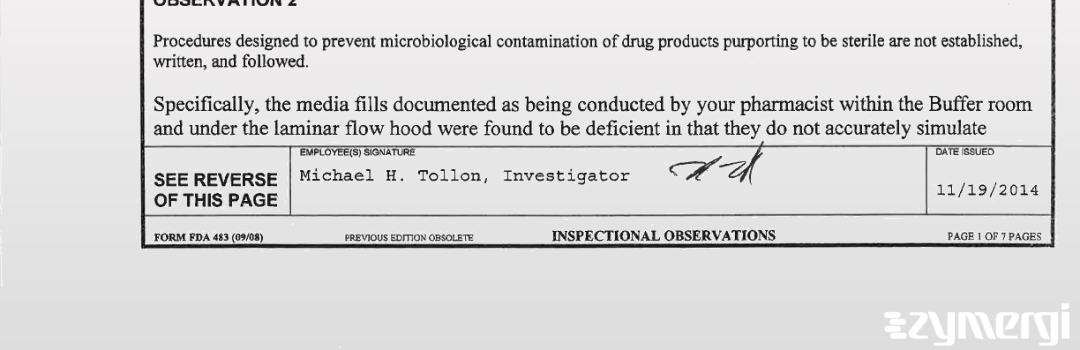 Michael H. Tollon FDA Investigator 