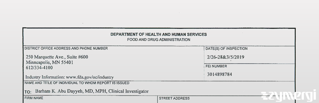 FDANews 483 Abu Dayyeh, Barham, K., MD, MPH, Clinical Investigator Mar 5 2019 top