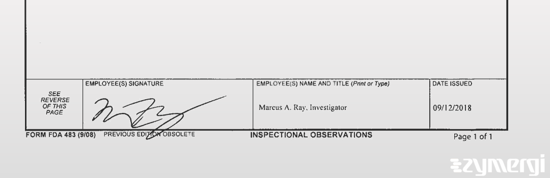 Marcus A. Ray FDA Investigator 