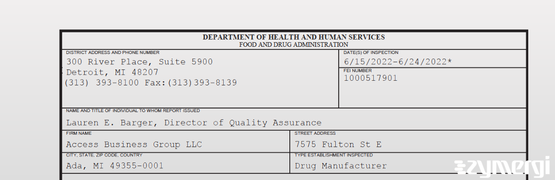 FDANews 483 Access Business Group LLC Jun 24 2022 top