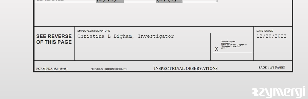 Christina L. Bigham FDA Investigator 