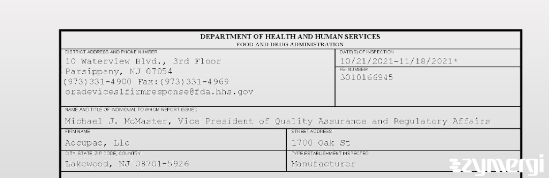 FDANews 483 Accupac, Llc Nov 18 2021 top