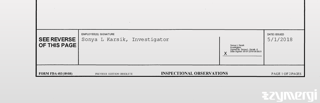 Sonya L. Karsik FDA Investigator