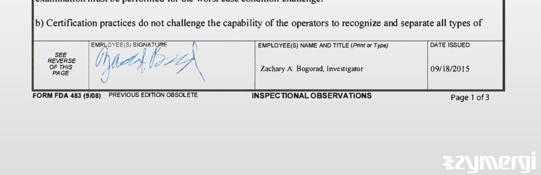 Zachary A. Bogorad FDA Investigator 