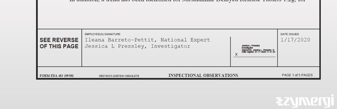 Jessica L. Pressley FDA Investigator Ileana Barreto-Pettit FDA Investigator 