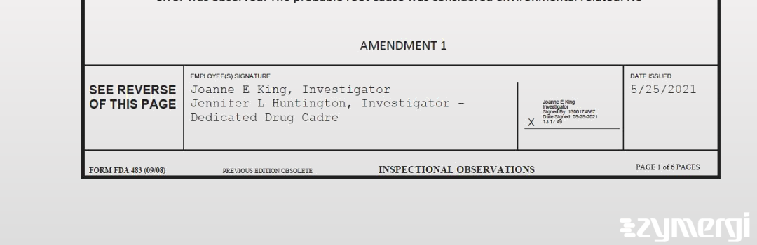 Jennifer L. Huntington FDA Investigator Joanne E. King FDA Investigator 