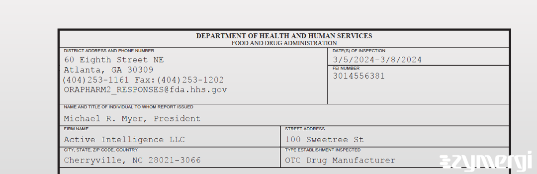 FDANews 483 Active Intelligence LLC Mar 8 2024 top