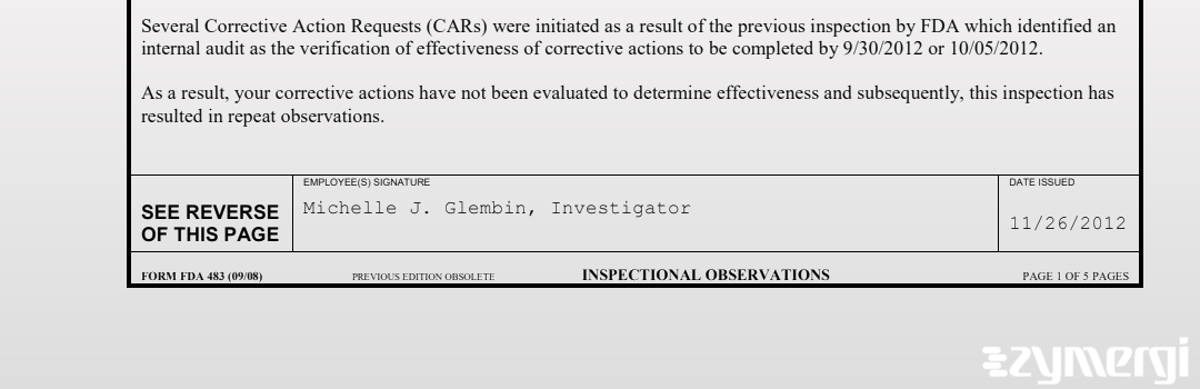 Michelle J. Glembin FDA Investigator