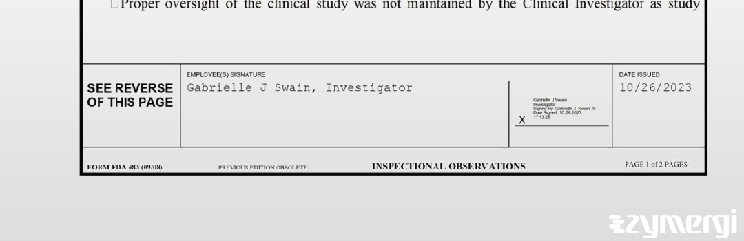 Gabrielle J. Swain FDA Investigator