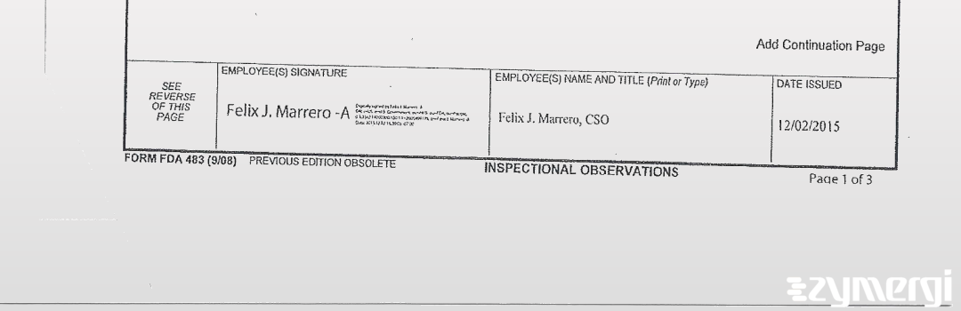 Felix J. Marrero FDA Investigator 