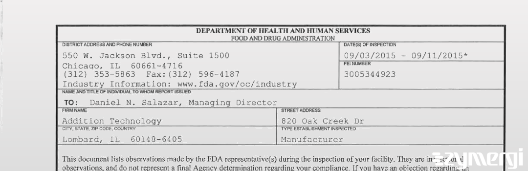 FDANews 483 Addition Technology Sep 11 2015 top