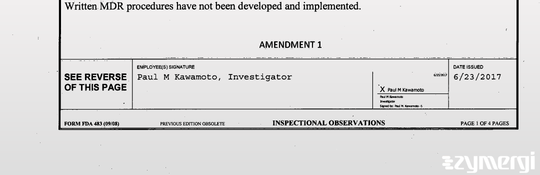 Paul M. Kawamoto FDA Investigator