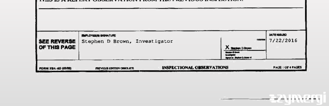 Stephen D. Brown FDA Investigator 