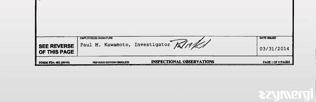 Paul M. Kawamoto FDA Investigator