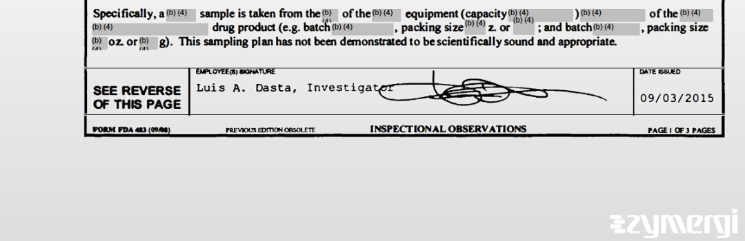 Luis A. Dasta FDA Investigator 