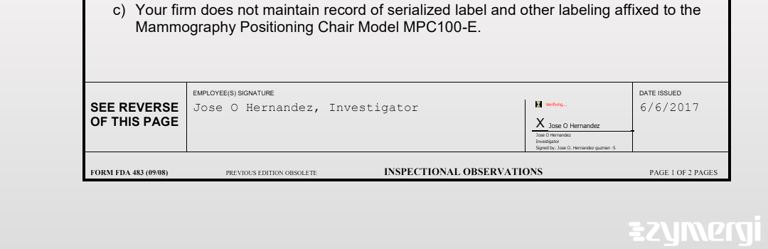 Jose O. Hernandez FDA Investigator 