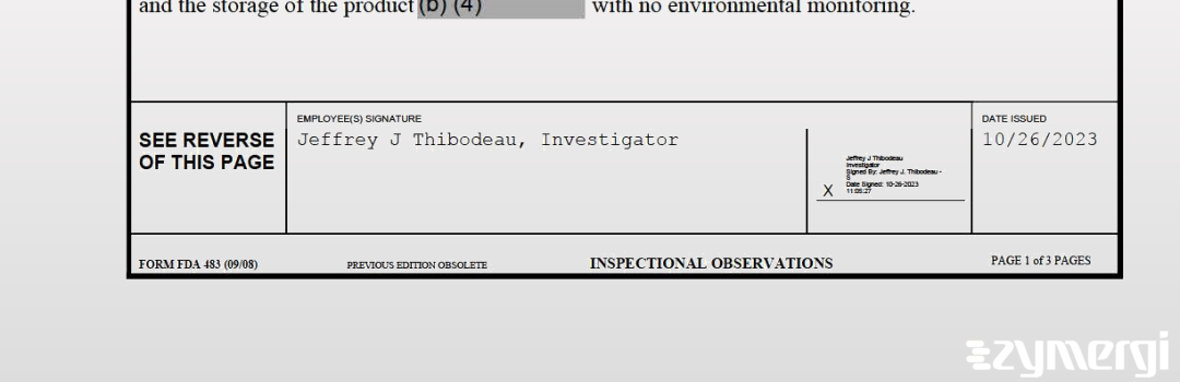 Jeffrey J. Thibodeau FDA Investigator 