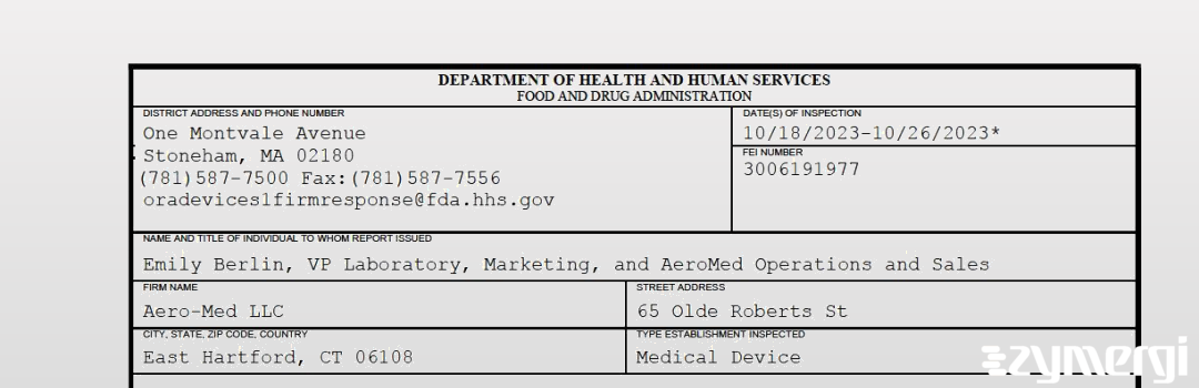 FDANews 483 Aero-Med Llc Oct 26 2023 top